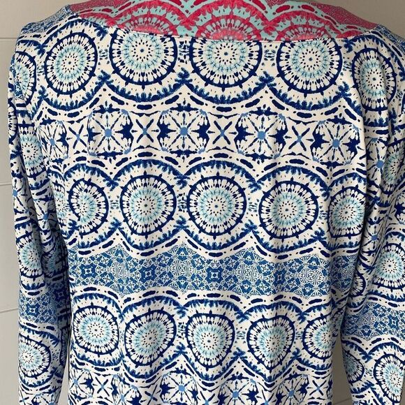 Caribbean Joe Womens UPF 50 Yoke Neck Dress Medallion Blue Sz Medium NWT… - Picture 9 of 10